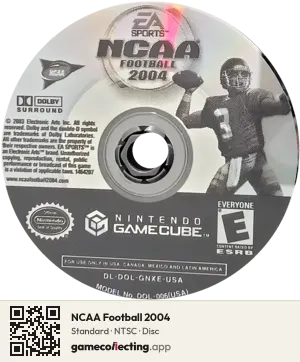 NCAA Football 2004 Nintendo GameCube, NTSC disc