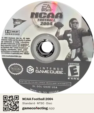 NCAA Football 2004 Nintendo GameCube, NTSC disc