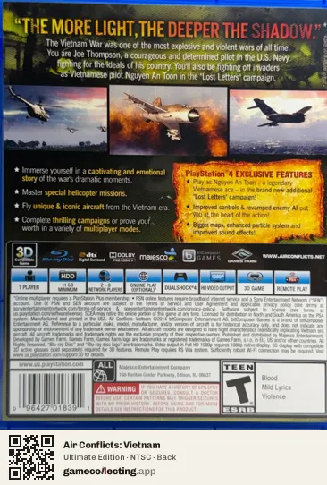 Air Conflicts: Vietnam PlayStation 4, NTSC box back
