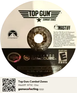 Top Gun: Combat Zones Nintendo GameCube, NTSC disc