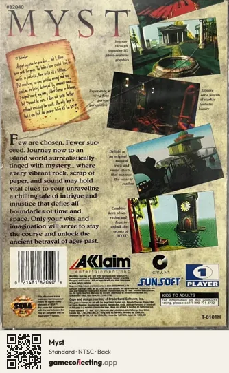 Myst Sega Saturn, NTSC box back