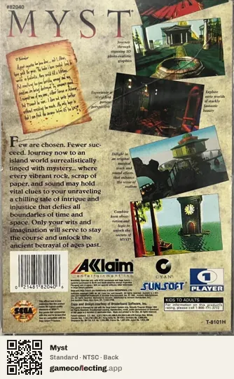 Myst Sega Saturn, NTSC box back
