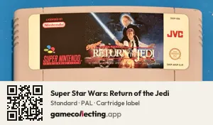 Super Star Wars: Return of the Jedi Super Nintendo Entertainment System, PAL cartridge label