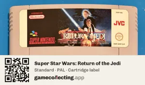 Super Star Wars: Return of the Jedi Super Nintendo Entertainment System, PAL cartridge label