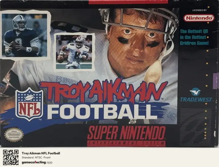 Troy Aikman NFL Football Super Nintendo Entertainment System, NTSC box front