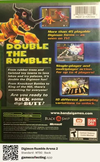 Digimon Rumble Arena 2 Xbox, NTSC box back