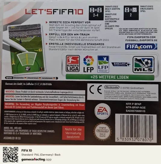 FIFA 10 Nintendo DS, Germany box back