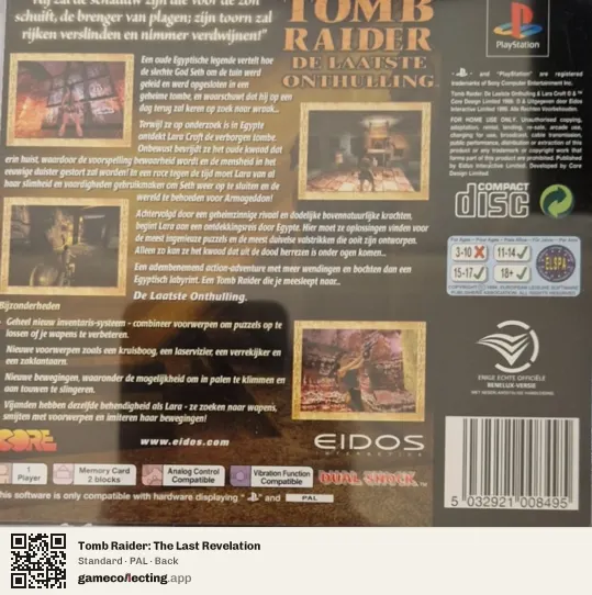 Tomb Raider: The Last Revelation PlayStation, PAL box back
