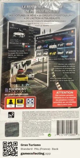 Gran Turismo PlayStation Portable, France box back