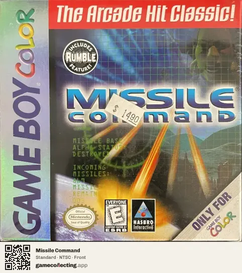Missile Command Game Boy Color, NTSC box front