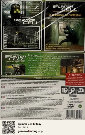 Splinter Cell Trilogy PlayStation 2, PAL box back