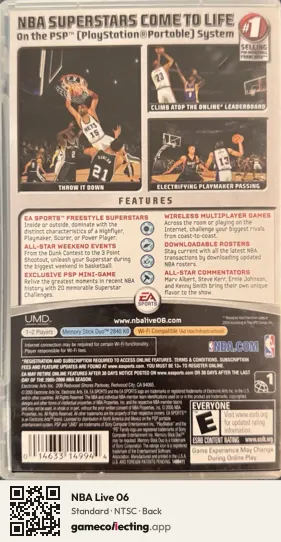 NBA Live 06 PlayStation Portable, NTSC box back