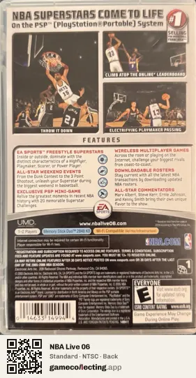 NBA Live 06 PlayStation Portable, NTSC box back