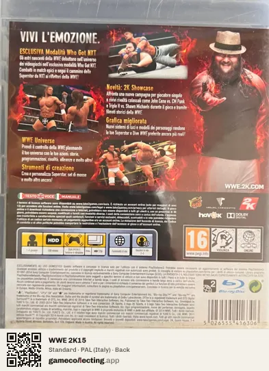 WWE 2K15 PlayStation 3, Italy box back