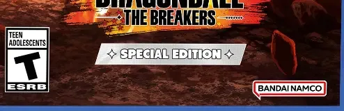 Dragon Ball: The Breakers, the ESRB box on its front