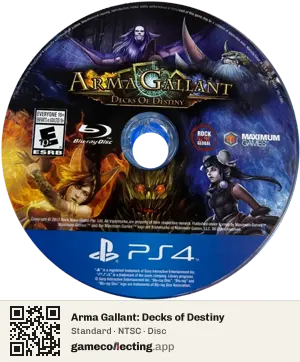 Arma Gallant: Decks of Destiny PlayStation 4, NTSC disc