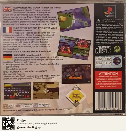 Frogger PlayStation, United Kingdom box back