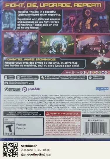 ArcRunner PlayStation 5, NTSC box back