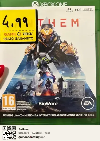 Anthem Xbox One, Italy box front