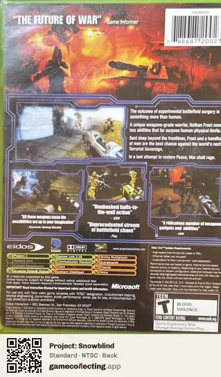 Project: Snowblind Xbox, NTSC box back