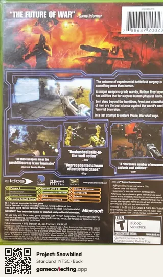 Project: Snowblind Xbox, NTSC box back