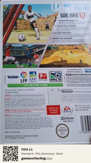 FIFA 11 Nintendo Wii, Germany box back