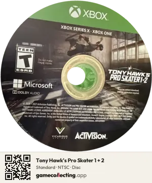 Tony Hawk's Pro Skater 1 + 2 Xbox Series X, NTSC disc