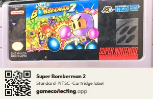 Super Bomberman 2 Super Nintendo Entertainment System, NTSC cartridge label