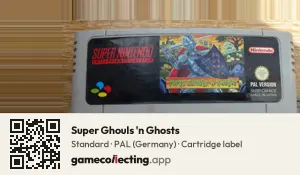 Super Ghouls 'n Ghosts Super Nintendo Entertainment System, PAL cartridge label