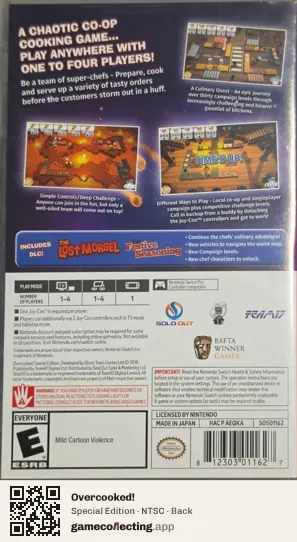 Overcooked! Nintendo Switch, NTSC box back