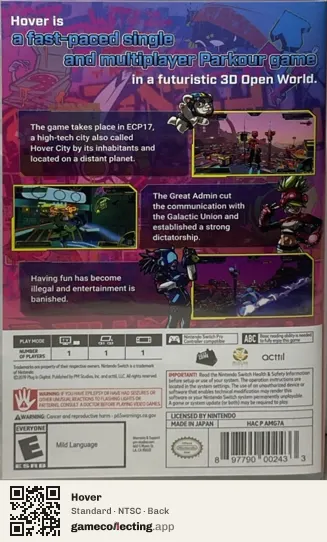 Hover Nintendo Switch, NTSC box back