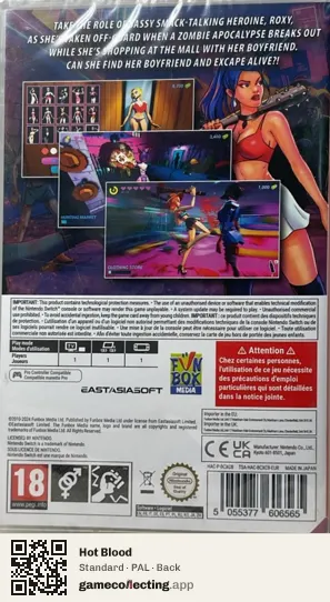 Hot Blood Nintendo Switch, PAL box back