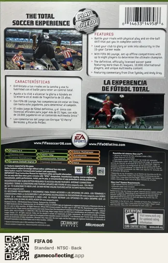 FIFA 06 Xbox, NTSC box back