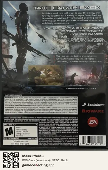 Mass Effect 3 Computer, NTSC box back