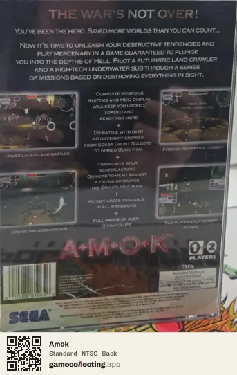 Amok Sega Saturn, NTSC box back