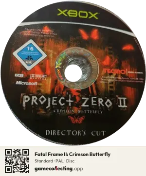 Fatal Frame II: Crimson Butterfly Xbox, PAL disc