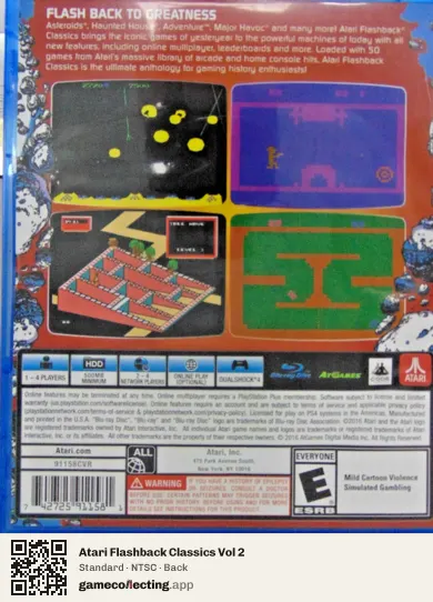 Atari Flashback Classics Vol 2 PlayStation 4, NTSC box back