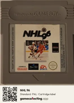 NHL 96 Game Boy, PAL cartridge label