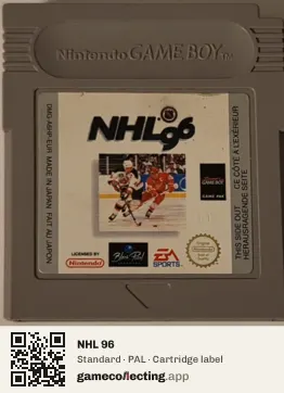 NHL 96 Game Boy, PAL cartridge label