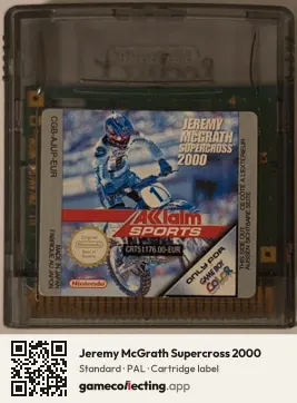Jeremy McGrath Supercross 2000 Game Boy Color, PAL cartridge label
