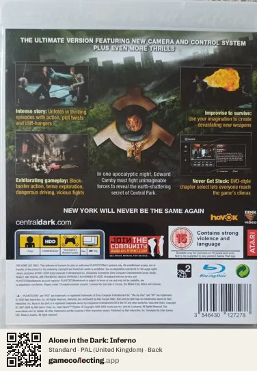 Alone in the Dark: Inferno PlayStation 3, United Kingdom box back