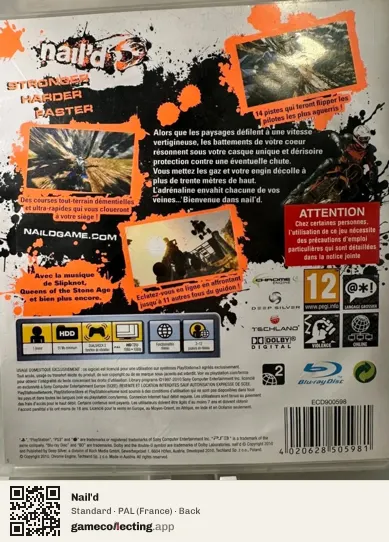 Nail'd PlayStation 3, France box back