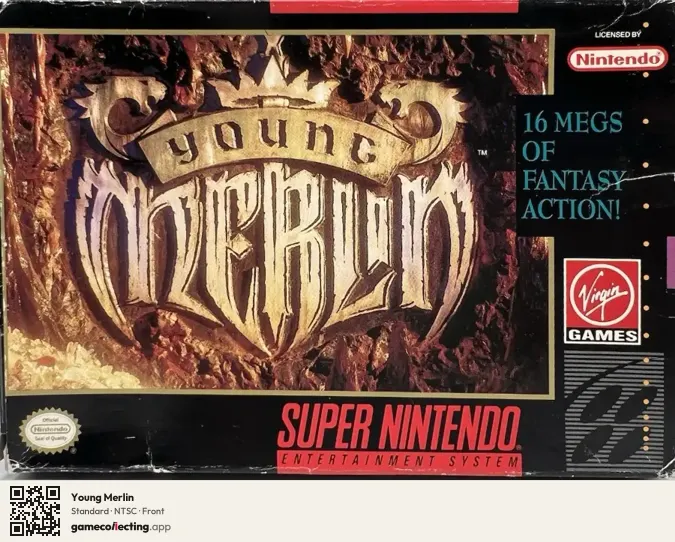 Young Merlin Super Nintendo Entertainment System, NTSC box front