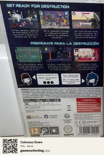 Colossus Down Nintendo Switch, PAL box back