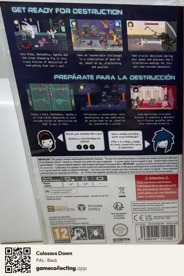 Colossus Down Nintendo Switch, PAL box back