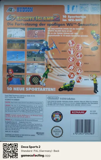 Deca Sports 2 Nintendo Wii, Germany box back