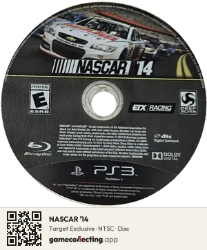 NASCAR '14 PlayStation 3, NTSC disc