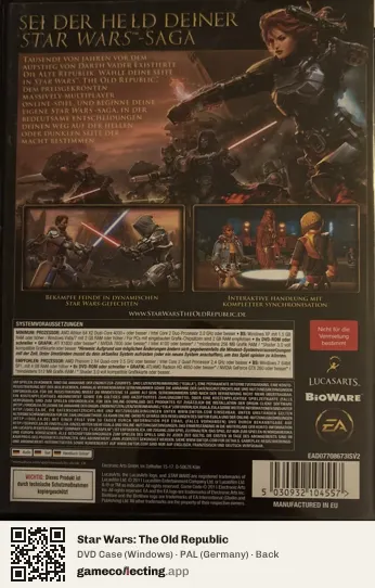 Star Wars: The Old Republic Computer, Germany box back
