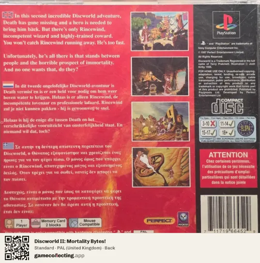 Discworld II: Mortality Bytes! PlayStation, United Kingdom box back