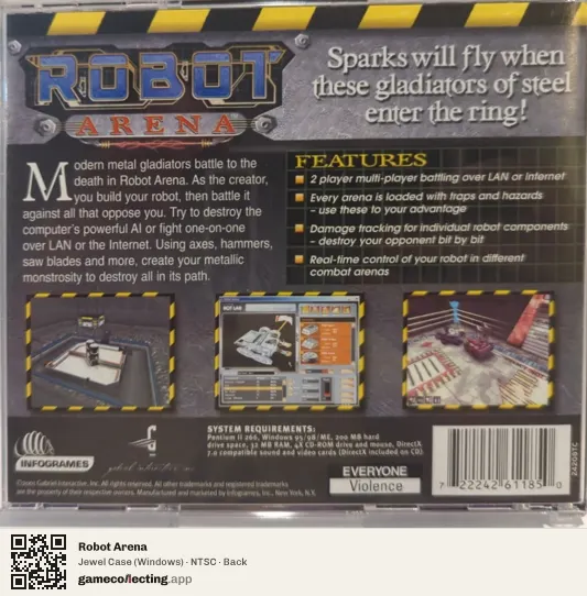 Robot Arena Computer, NTSC box back